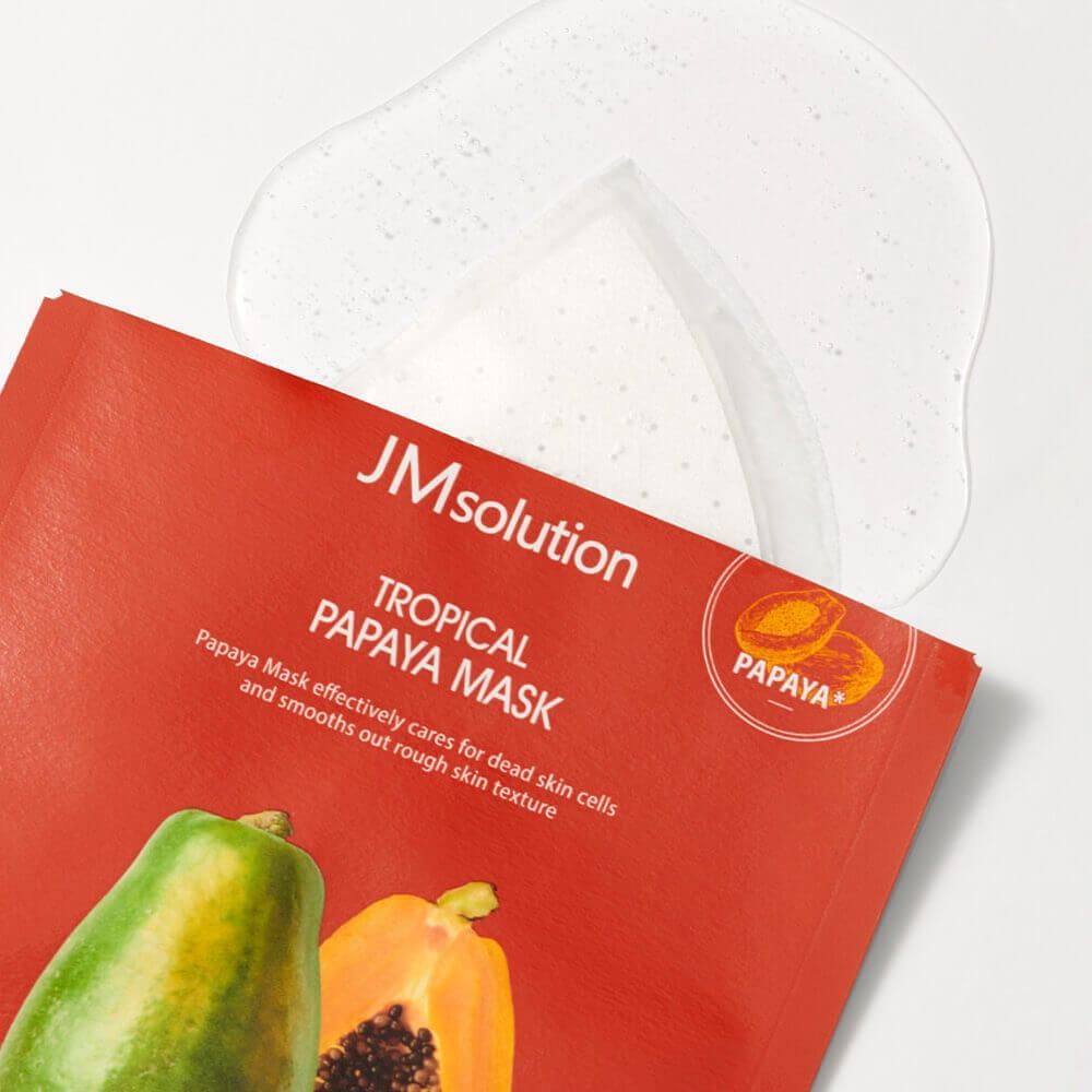 Выравнивающая тон кожи тканевая маска с папайей JMsolution Tropical Papaya Mask